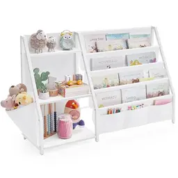 SONGMICS Kinderregal, 75 cm hoch, Spielzeug- und Bücher-Organizer für Kinderzimmer, weiß