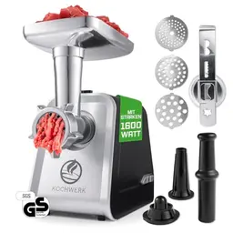 KOCHWERK elektrischer Fleischwolf mit Aufsätzen | verarbeitet bis zu 2000g/min für Hackfleisch, Kibbeh, Churros und Wurst