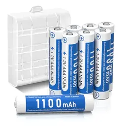 AAA Akku 1100mAh - 8 wiederaufladbare Batterien mit Akkubox, geringe Selbstentladung