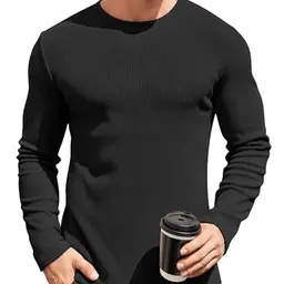 COOFANDY Herren Strickpullover Rundhals Slim Fit Casual Schwarz M