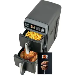 10L Double Stack XL Airfryer mit 9 Programmen, claras Garen & Wendeerinnerung, energiesparend, spülmaschinenfest