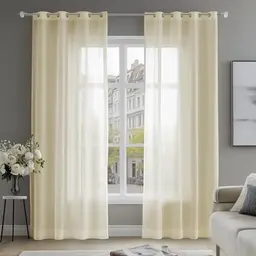 Deconovo Ösenvorhang Voile 240x140 cm Hellbeige 2er Set für Wohnzimmer