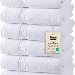 Utopia Handtücher - Premium 100% Baumwolle, ultraweich und saugfähig, 6er-Pack in Weiß, 41 x 71 cm