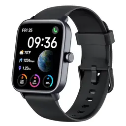 Smartwatch für Herren und Damen mit Telefonfunktion und Alexa, IP68 wasserdicht, 24H Herzfrequenzmonitor, 1,8" Display - Schwarz