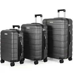 TAN.TOMI 3-teiliges Koffer Set in Dunkelgrau mit Hartschale und 4 Rollen
