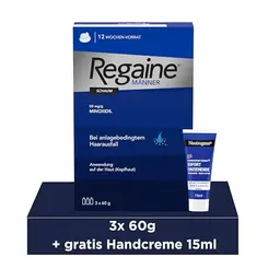 REGAINE Männer Schaum 3-Monatspackung mit 50 mg/g Minoxidil gegen Haarausfall + Neutrogena Handcreme