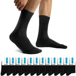 Falechay Herren Business Socken, 12 Paar, atmungsaktiv, Baumwolle, Größe 43-46, Schwarz