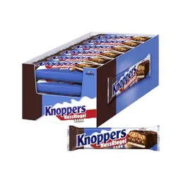 Knoppers NussRiegel Dark – 24 x 40 g Schokoriegel mit Milch- und Nugatcreme, Haselnüssen, Karamell und Vollmilchschokolade