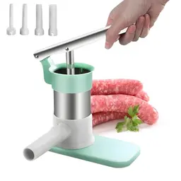 Manueller Wurstfüller aus Edelstahl mit 4 Füllrohren - Wurstmaschine für den Haushalt