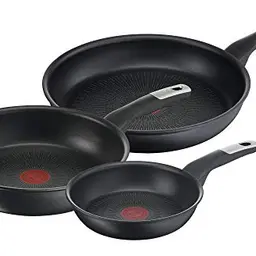 Tefal G25591 Unlimited 3-teiliges Pfannen-Set 24/28 cm und Wok 28 cm - kratzfest, für alle Herdarten, schwarz
