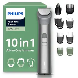 PHILIPS Multigroom Series 5000 Multigroomer, 10-in-1 für Bart, Kopf & Körper, selbstschärfende Klingen, 11 Längen (0,5–16 mm)