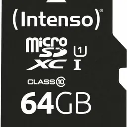 Intenso 64GB microSDXC Speicherkarte mit SD-Adapter, Class 10, bis zu 90 MB/s, schwarz