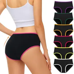 FALARY Damen Hipster Slips - Bequeme Baumwolle Unterwäsche im 6er Pack (M/40 EU, Buntes Schwarz)