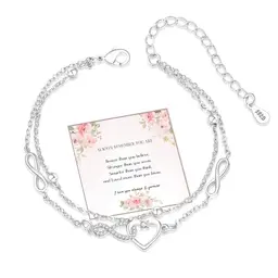 EXGOX Damen Armband Infinity 925 Sterling Silber Herz Armband - Geschenk für Frauen