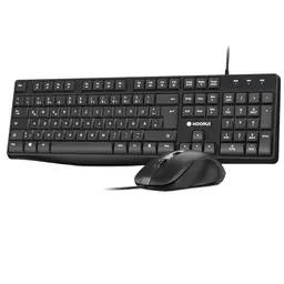 KOORUI Tastatur und Maus Set QWERTZ für Windows, MacOS, Linux - Schwarz