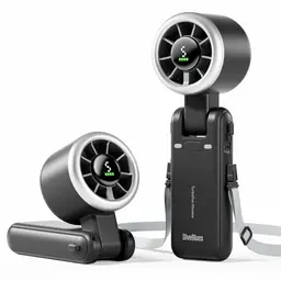 Diveblues Tragbarer Turbo-Handventilator, 5-Stufen Wind, Wiederaufladbar, 3-in-1 für Reisen, Büro & Outdoor (bis zu 12h)