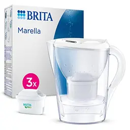 BRITA Wasserfilter-Kanne Marella weiß (2,4l) mit 3x MAXTRA PRO Kartuschen