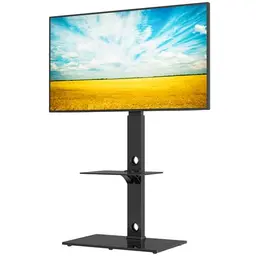 Bontec TV Ständer für 30-70 Zoll Fernseher, höhenverstellbar und drehbar mit 2 Glasablagen