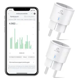 WLAN Smart Steckdose 2er Pack – Smart Home WiFi mit Strommessung, kompatibel mit Alexa und Google Home