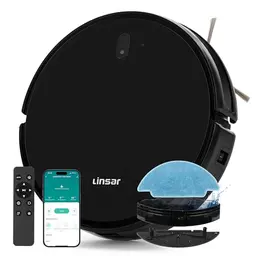 Linsar Saugroboter mit Wischfunktion, App, 120 Min Akku, für Teppich, Tierhaar & Hartböden, Ladestation & Fernbedienung