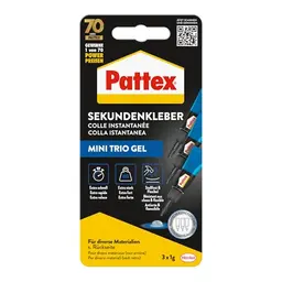 Pattex Sekundenkleber Ultra Gel Mini Trio, extra starker & flexibler Superkleber in 3 Tuben, für Gummi, Leder, Holz, 3x 1 g