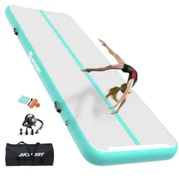 AKSPORT Aufblasbare Gymnastikmatte 3-6m für Zuhause und Turnhalle, inkl. Luftpumpe