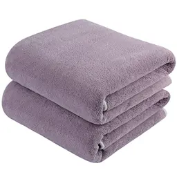 KinHwa XXL Mikrofaser Badetuch 76x152 cm - 2er Set, schnelltrockend und fusselfrei, lila