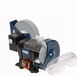 FERM BGM1021 Nass- und Trockenschleifmaschine 250W 150mm mit Schleifsteinen und Zubehör