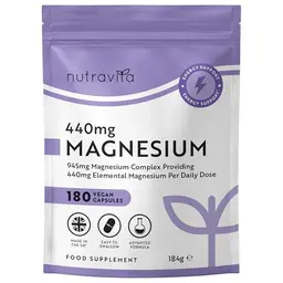 Nutravita Magnesium Komplex – 180 Vegane Kapseln – Hoch bioverfügbar – 90 Tage Vorrat