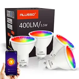 Smart WLAN LED Lampe GU10, dimmbar, RGB, warmweiß und kaltweiß, kompatibel mit Alexa/Google Home, 4 Stück