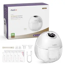 Nuliie Elektrische Milchpumpe S32, tragbar, 4 Modi, 9 Stufen, inkl. 18mm und 21mm Flanschen, Weiß