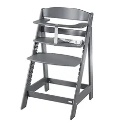 roba Babyhochstuhl Sit Up Flex - Verstellbarer Kinderhochstuhl aus Holz mit Schrittgurt, ab 6 Monaten bis 70 kg, Anthrazit