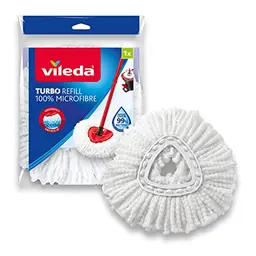Vileda Turbo Easy Wring & Clean Classic Ersatzmoppkopf für alle harten Böden, entfernt 99% der Bakterien, 1er Pack