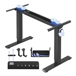 FLEXISPOT Elektrischer Höhenverstellbarer Schreibtischrahmen mit 2 Motoren, LED-Anzeige, 4 Speicher, inkl. Haken und Kabelmanagement, Schwarz