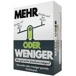 More or Less Kartenspiel – Testen Sie Ihr Urteilsvermögen! Familienspiel für 2+ Spieler, auch als Reisespiel geeignet