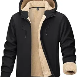 TACVASEN Herren Fleece Hoodie Jacke Winter Schwarz XL
