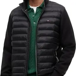 Tommy Hilfiger Herren Sweatshirt mit Reißverschluss, Steppjacke, Schwarz, Größe M