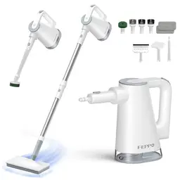 FEPPO Dampfreiniger 10-in-1 mit Handdampfreiniger und Zubehör für Böden, Fliesen, Teppich, Küche & Bad