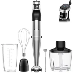 BESROY 5 in 1 Stabmixer Set, 1100W mit Häcksler, Schneebesen und Milchaufschäumer, Ideal für Suppen und Smoothies