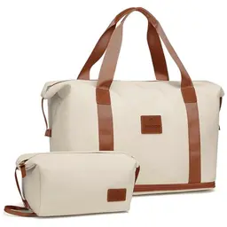 Joyway Faltbare Reisetasche für Damen - Sport- und Handgepäck für Kurzreisen, Urlaub und Gym - Wasserfest - Weiß