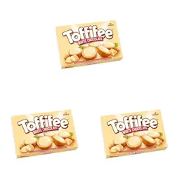 Toffifee White Chocolate – 125 g – Haselnuss in Karamell mit heller Creme und weißer Schokolade (Packung mit 3)