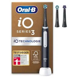 Oral-B iO Series 3 Plus Edition Elektrische Zahnbürste mit 3 Aufsteckbürsten und 3 Putzmodi, Matt Black