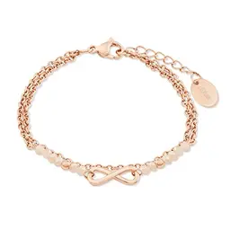 s.Oliver Damen Armband mit Infinity Anhänger, IP Rose, 16-20 cm