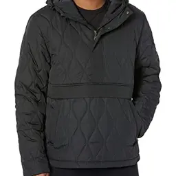 Amazon Essentials Herren Anorak mit Kapuze, Viertelreißverschluss, Schwarz, Größe XXL