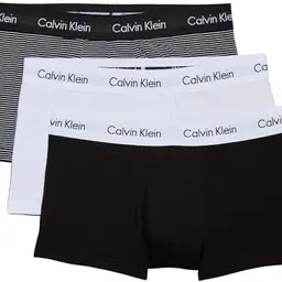 Calvin Klein Herren Low Rise Boxershorts aus Baumwolle, Mehrfarbig (White/B&W Stripe/Black), M