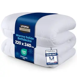 Utopia Bedding Bettdecke 220 x 240 cm, Ganzjahresdecke, atmungsaktive und weiche Steppdecke (Weiß)