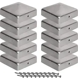 VIRKUJA Zaunpfosten Kappen, 9x9 cm, 10 Stück, wetterfeste Metallabdeckungen mit Schrauben