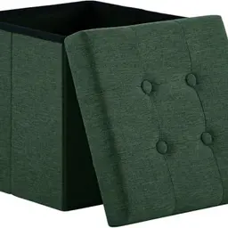 Zedelmaier Sitzhocker mit Stauraum, faltbar, belastbar bis 300 kg, Leinen, 38 x 38 cm, Türkis