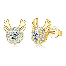 Loutade Silber Ohrringe Weihnachten Damen, 925 Sterling Silber Elch Ohrstecker mit Zirkonia, 8mm