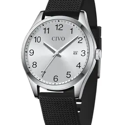 CIVO Herrenuhr Analog Sport für Männer - Wasserdichte Casual Armbanduhr in Silber